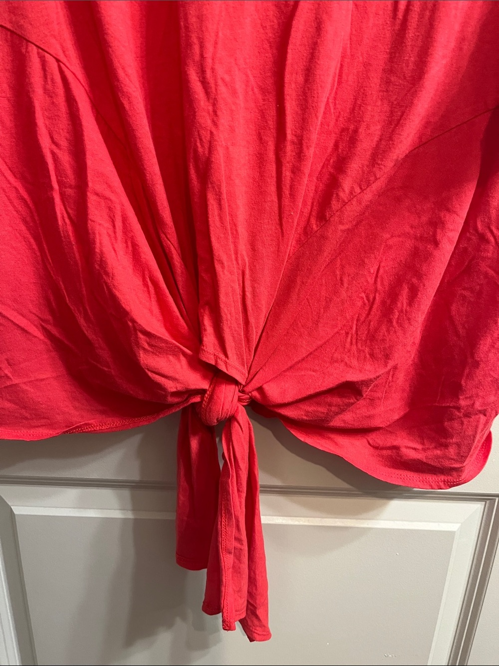 Caslon Red Short-Sleeve Tie-Front Tee - Picture 7 of 14